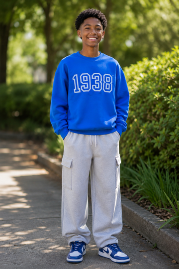 Teen 1938 Blue Puff Crewneck Sweatshirt – Royal Blue