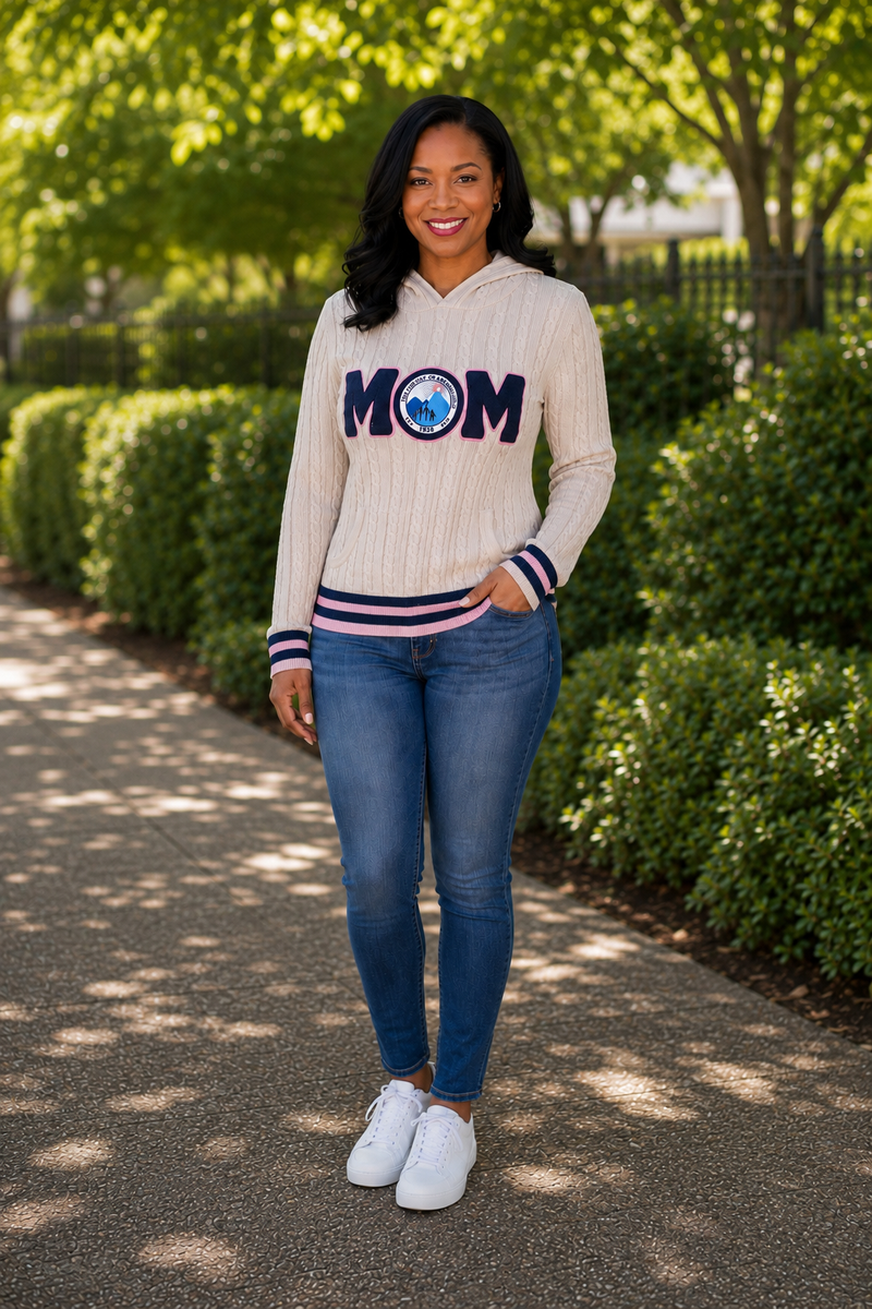 Gray Mom Cable Knit Hoodie